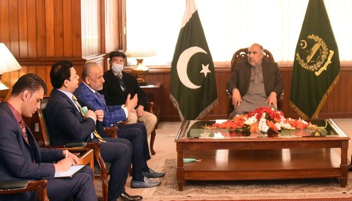NA speaker Asad Qaiser discussing trade and transit issues with Minister Afghanistan Nisar Ghoryani - December 30, 2020
